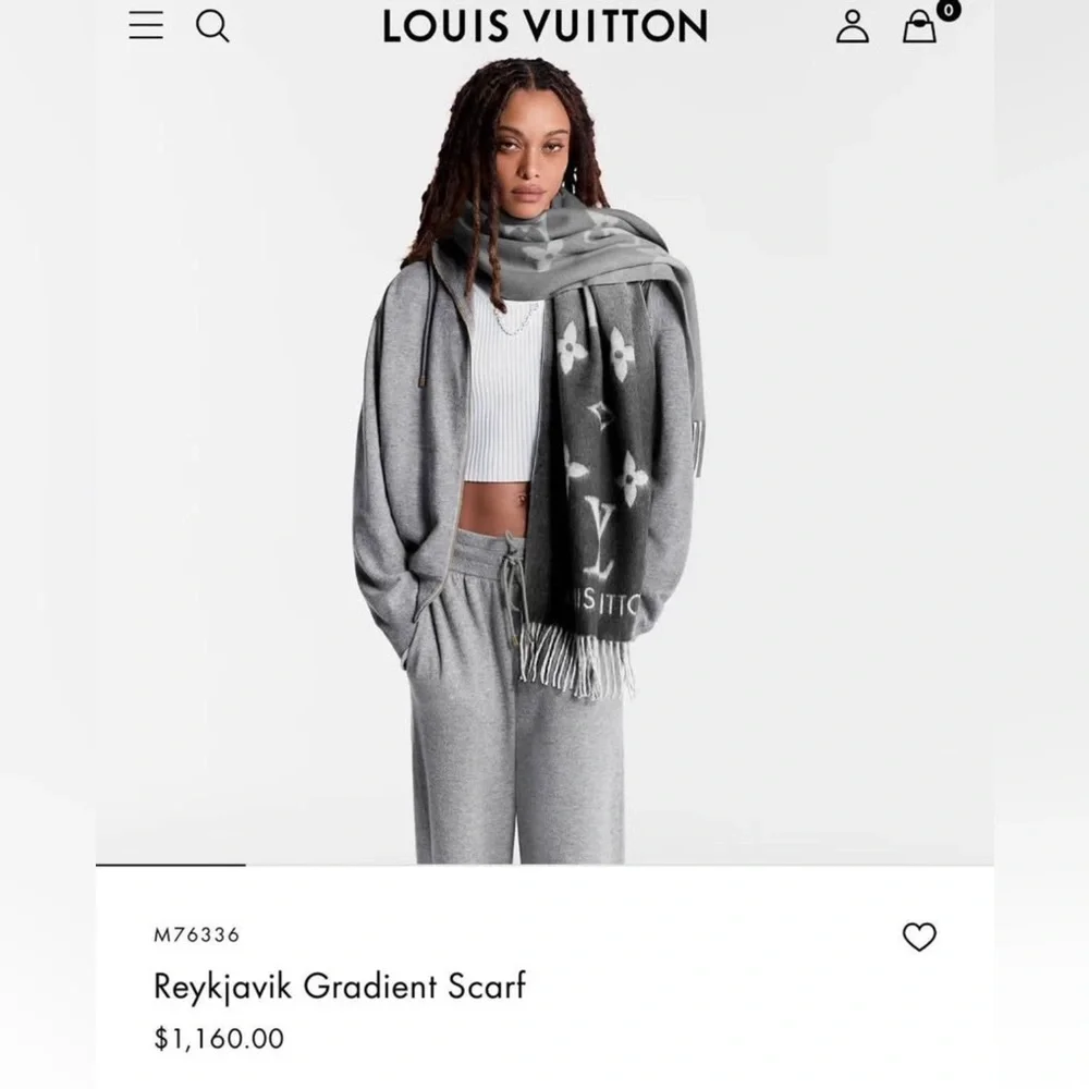 Louis Vuitton Black and Gray Cashmere Scarf - Picture 6 of 10